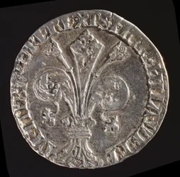 Vorderseite eines großen Guelfen mit einer Lilie, geprägt 1376